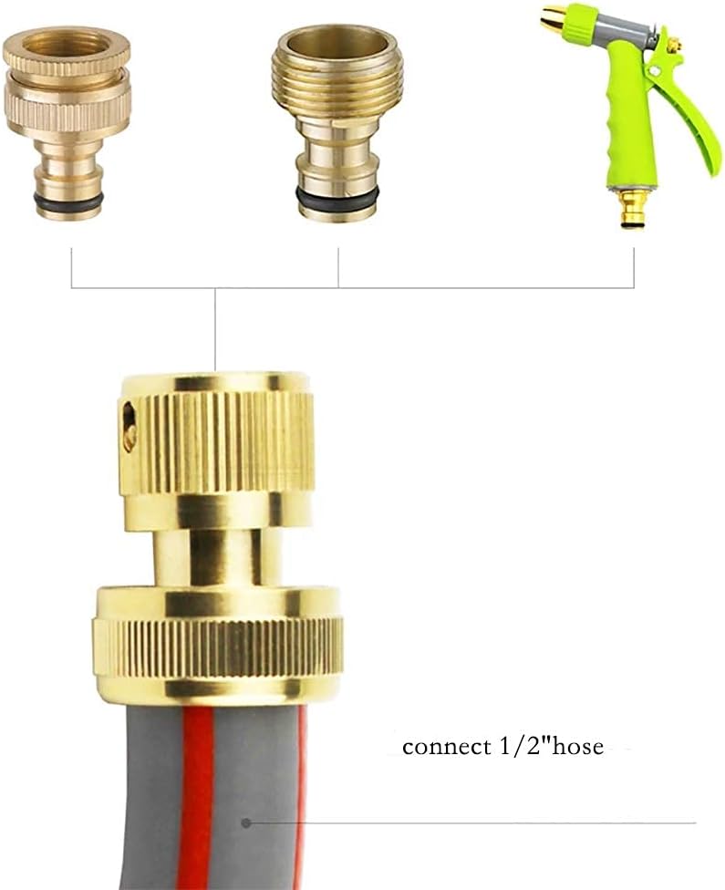 1/2" ID Hose Solid Brass Fitting Closed Flow Garden Tools Quick Repair Damaged Leaky Adapter Garden Water Irrigation Quick Connector Pack of 2