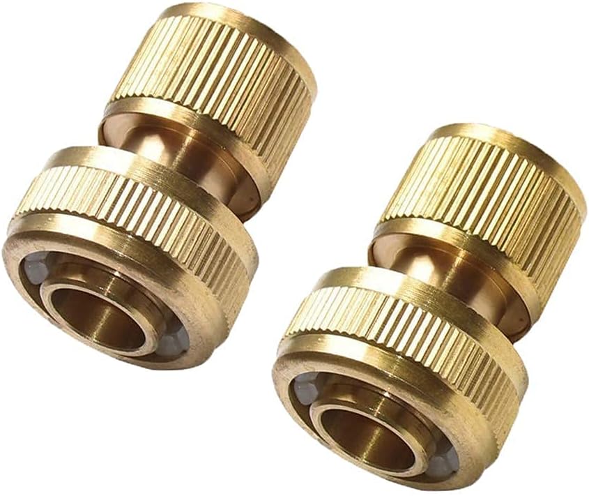 1/2" ID Hose Solid Brass Fitting Closed Flow Garden Tools Quick Repair Damaged Leaky Adapter Garden Water Irrigation Quick Connector Pack of 2