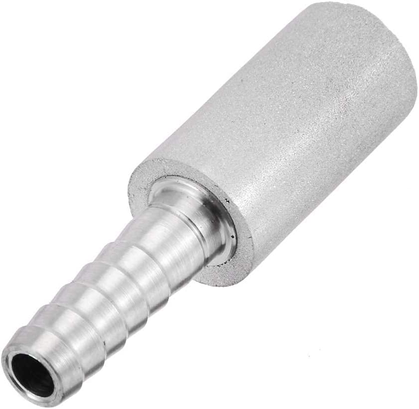 Aeration Stone 0.5 Micron Stainless Steel Oxygenation Diffusion Stone 1/4" Barb for Home brewing Wine Beer Soda + 20 Inch Silicone Hose Pack of 2