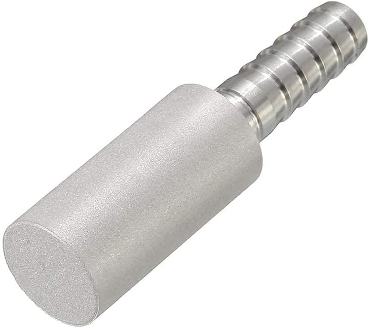 Aeration Stone 0.5 Micron Stainless Steel Oxygenation Diffusion Stone 1/4" Barb for Home brewing Wine Beer Soda + 20 Inch Silicone Hose Pack of 2