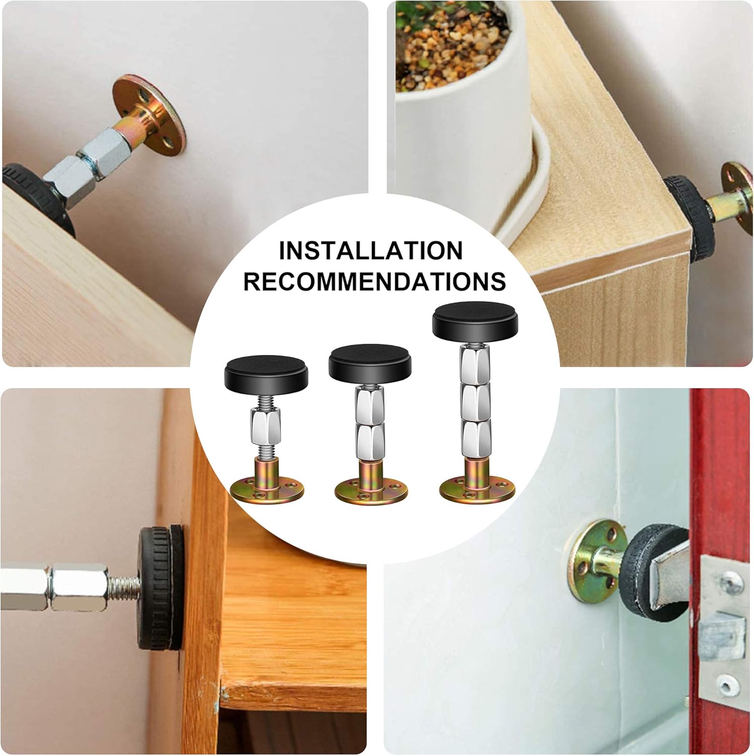 Headboard Stoppers for Wall, Adjustable Iron Bed Frame Anti-Shake Tool, Easy Install, Wall Protection,30-90mm 2PCs