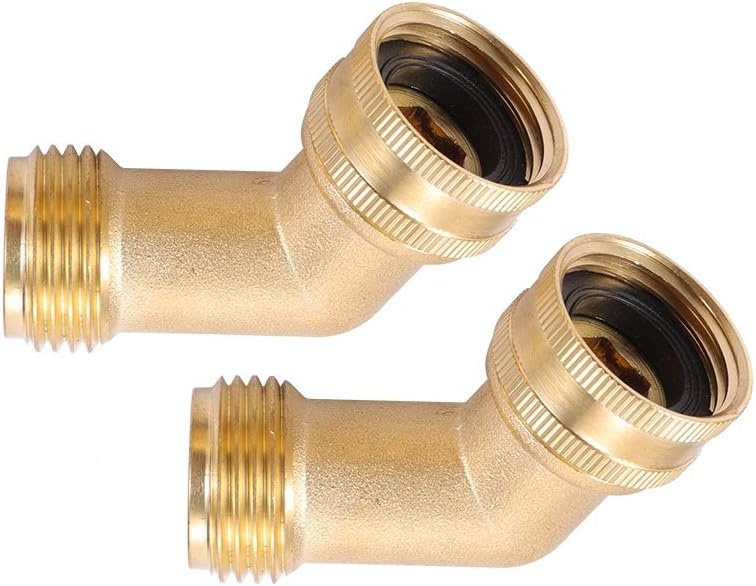 Brass Garden Hose Elbow Connector 45 Degree Hose Elbow Fitting Quick Swivel Connect 3/4" Garden Hose Thread 2pcs with Extra 6 Pressure Washer