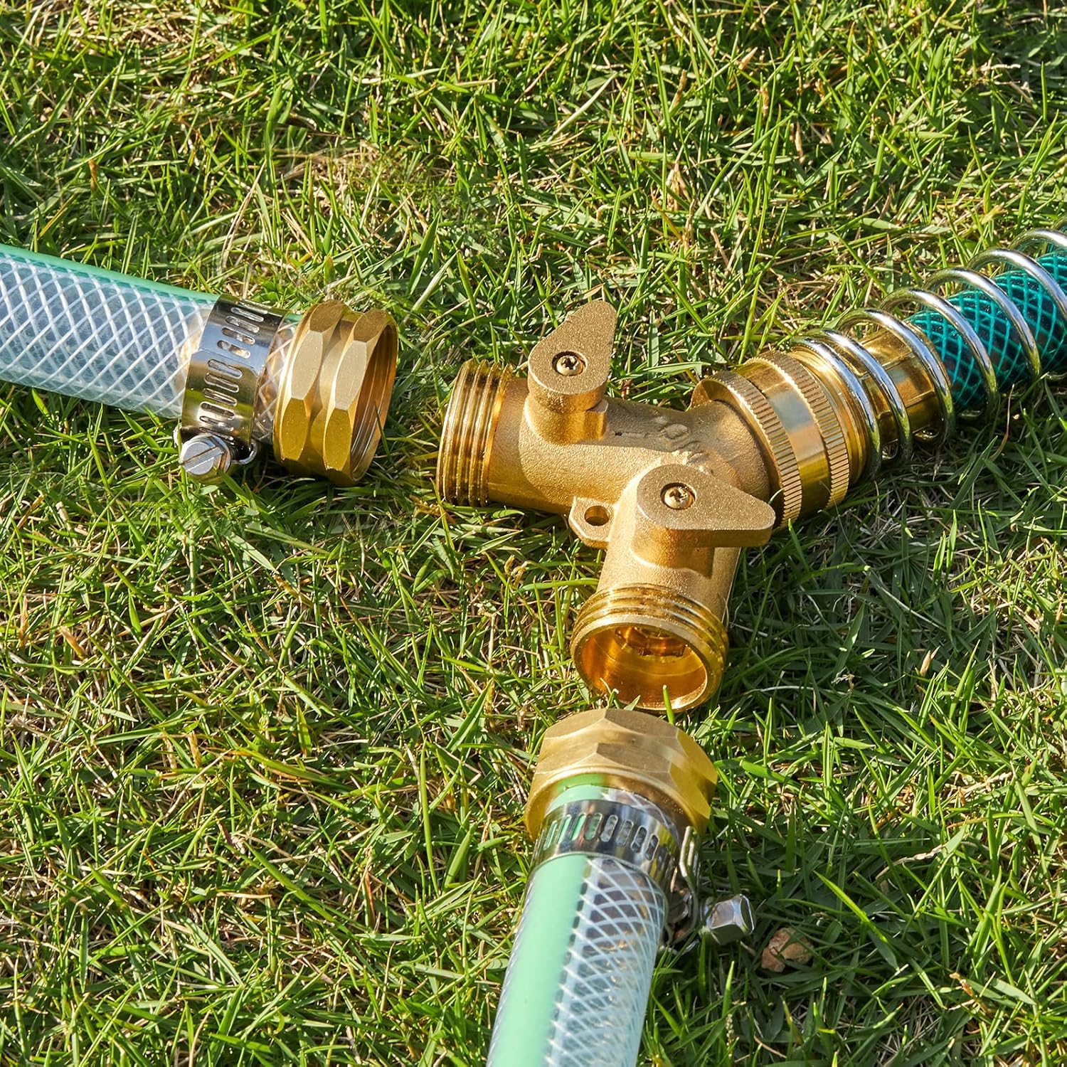 2Sets 5/8 Inch Aluminium Garden Hose Mender End Repair Kit,2Pcs 5/8 Barb Splicer Mender,Water Hose End Mender with Stainless Steel Clamp,Female and Male Hose Connector 2Sets with 2Splicers
