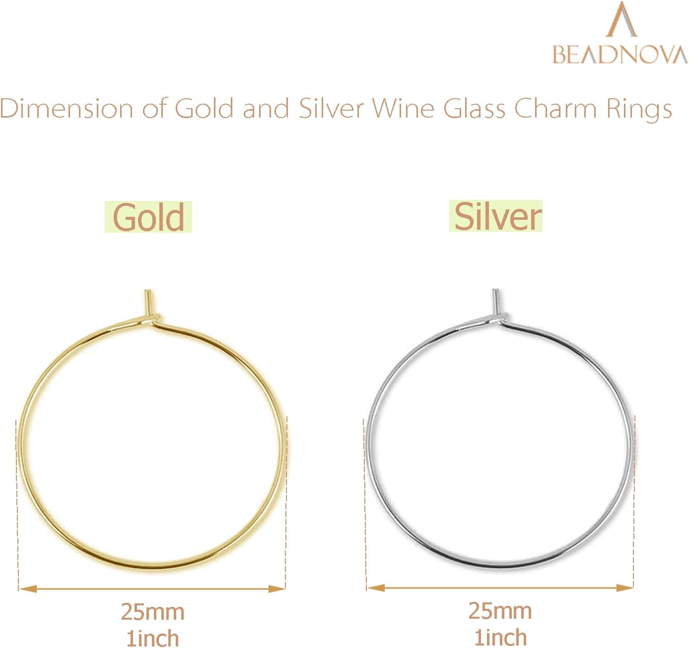Wine Glass Charm Rings 120pcs Gold and Silver Plated 25mm Beading Charm Rings Wine Glass Marker for Birthday Party Wedding Festival Favor