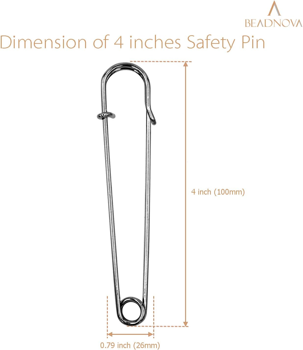 4 Inch Large Safety Pins for Clothes Big Heavy Giant Safety Pin for Fashion, Sewing, Quilting, Blankets, Upholstery, Laundry and Craft 10cm, 20pcs