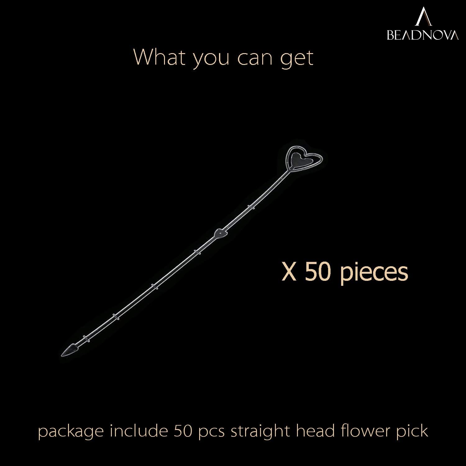 Floral Pick Card Holder 50pcs 10inch Plastic Straight Head Flower Pick Card Holder for Floral Arrangement Bouquet Wedding Decoration Heart Shape Head