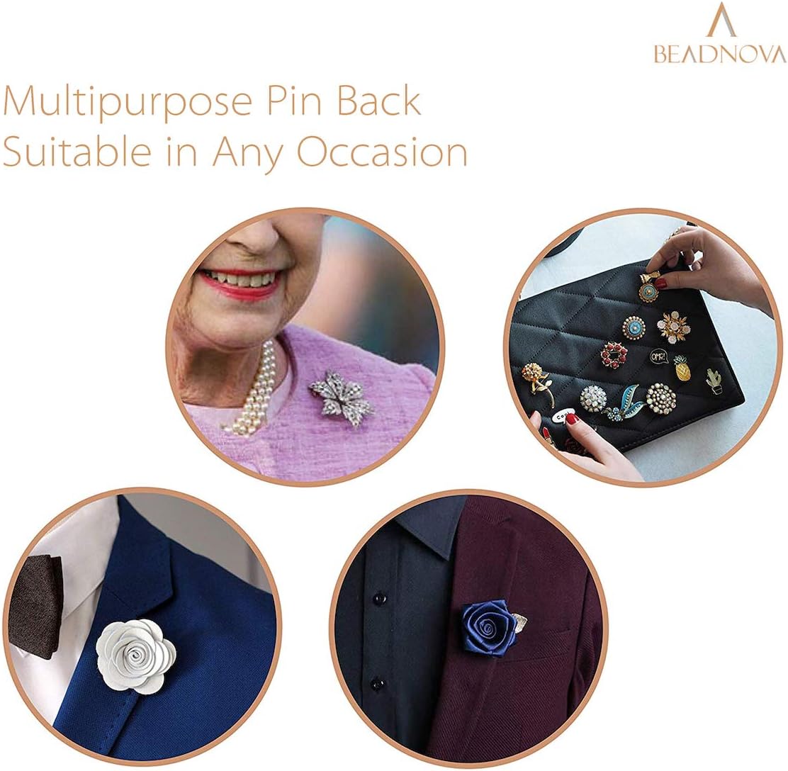50 Pairs Pin Backings Tie Tacks Blank Pins with Rubber Backings Pinbacks for Crafts Silver Black, 50 Sets