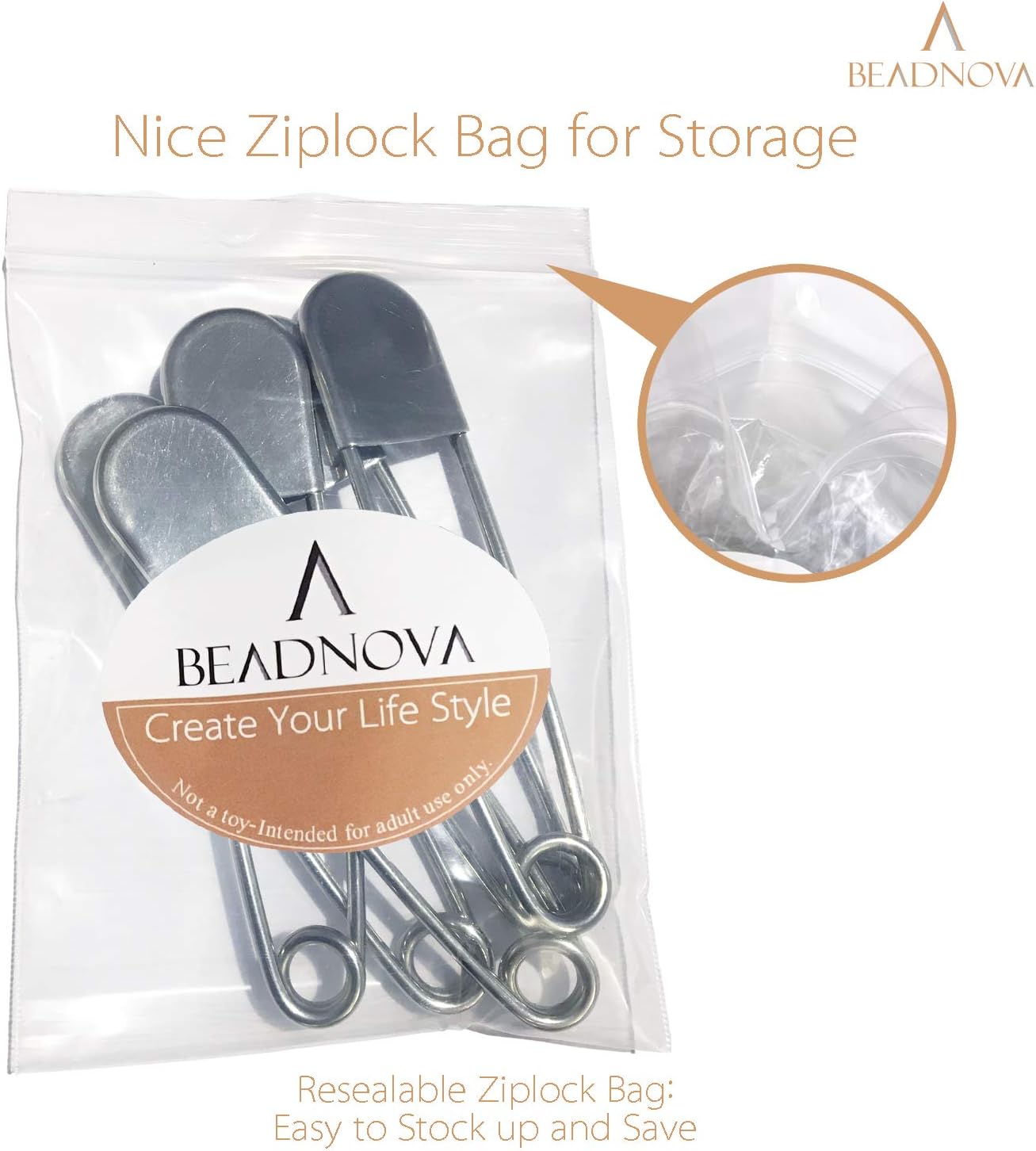 5 Inch Large Safety Pins for Clothes Big Heavy Giant Safety Pin for Fashion, Sewing, Quilting, Blankets, Upholstery, Laundry and Craft 13cm, 5pcs