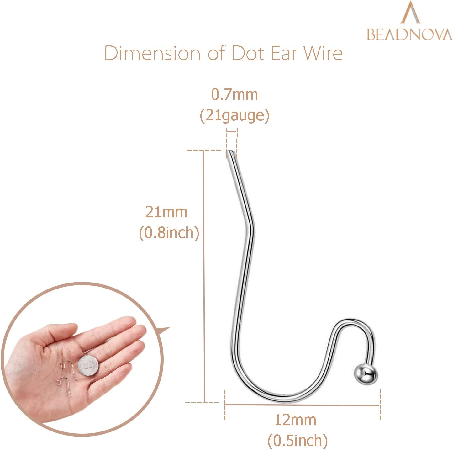 Earring Hooks 150pcs Stainless Steel Ball Dot Ear Wire with Rubber Backs Earwire for Jewelry Making Earring Supplies 150pcs Ear Wire and 150 pcs Backs, Total 300pcs