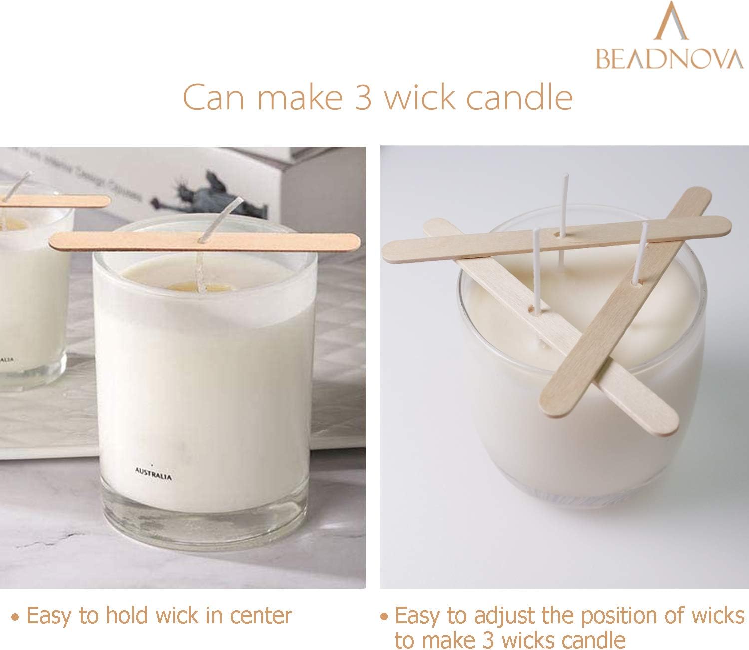 Candle Wicks Set 150 Pcs Candle String Cotton Wicks with 50 Pcs Wooden Holders Centering Device for Making Supplies DIY 4, 6, 8 Inch