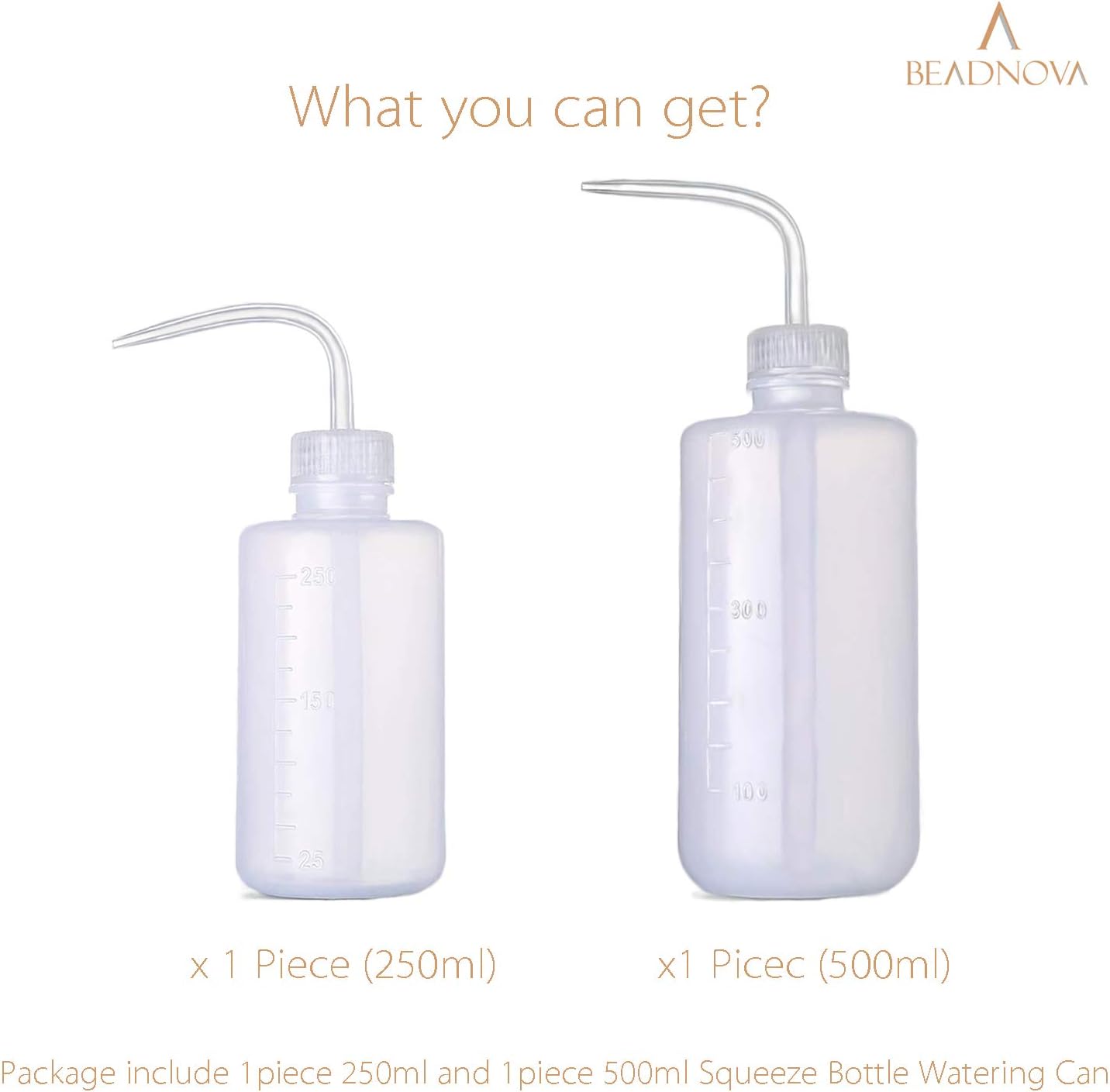 Squeeze Bottle Plant Watering Can Eye Wash Bottle Squeeze Irrigation Plastic Small Watering Can for Indoor Plants Tattoo 2pcs, 250ml and 500ml
