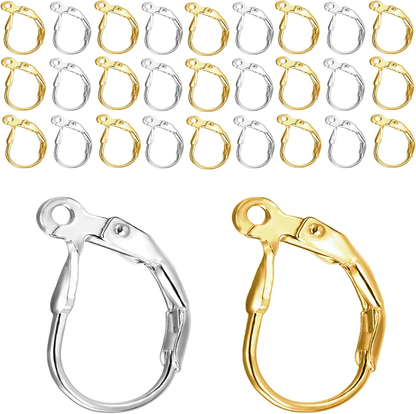 Leverback Earring Hooks 80pcs French Ear Wire Lever Back Earwire for Jewelry Making Crafting Gold and Silver
