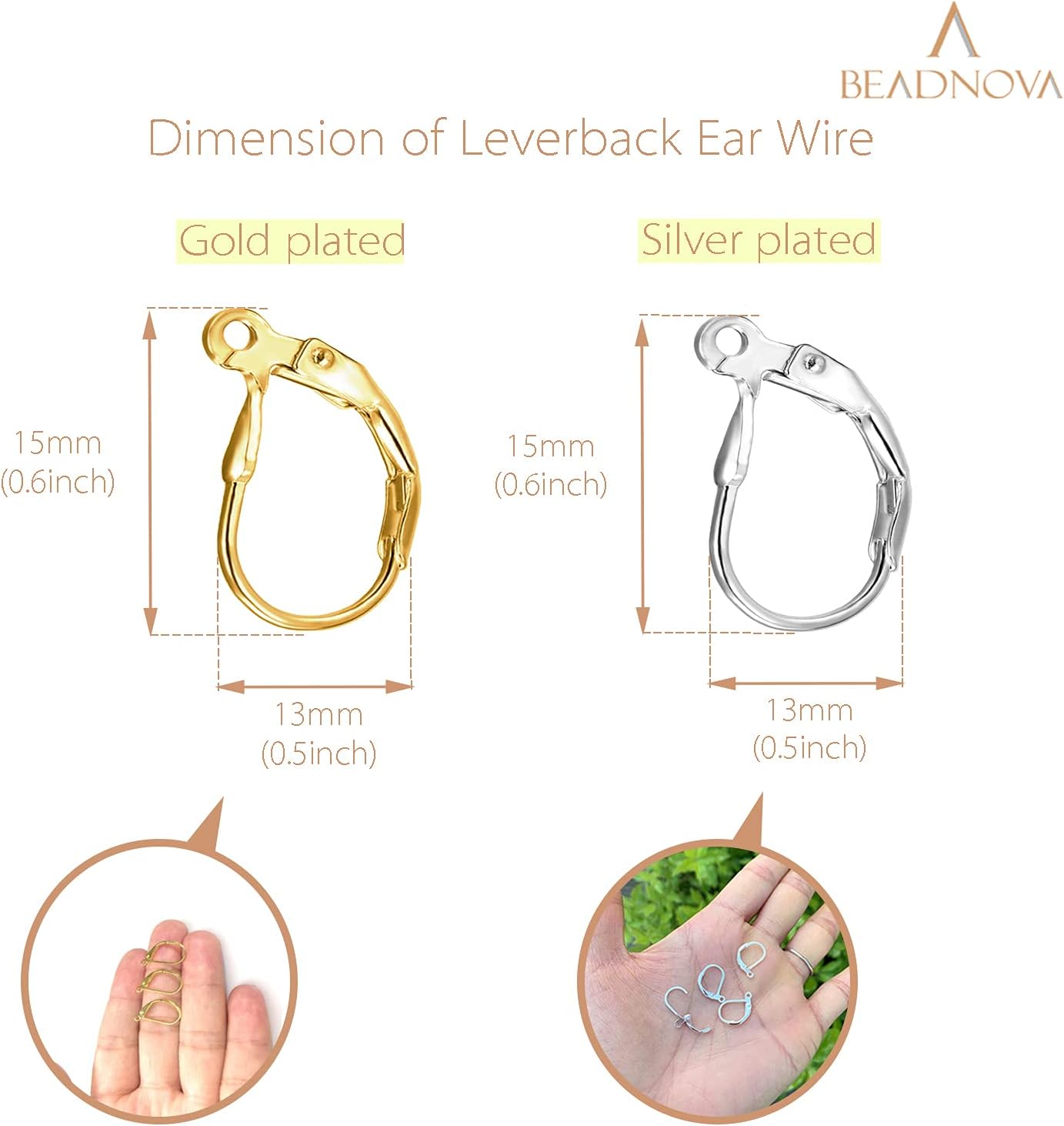 Leverback Earring Hooks 80pcs French Ear Wire Lever Back Earwire for Jewelry Making Crafting Gold and Silver