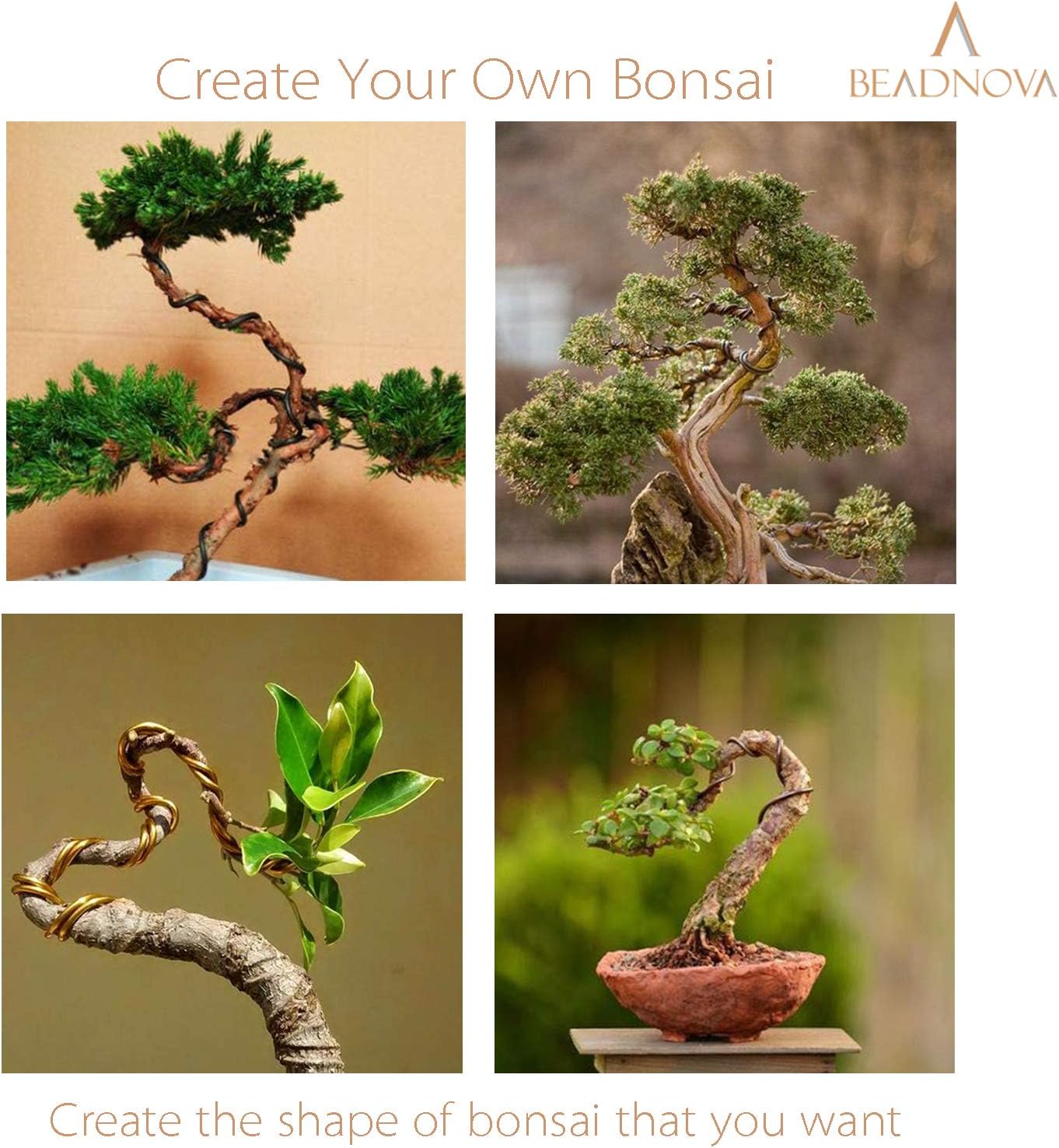 Plant Training Wire 98 Feet Copper Bonsai Tree Aluminium Plant Wire for Training Indoor and Outdoor Copper, 2mm, 30m