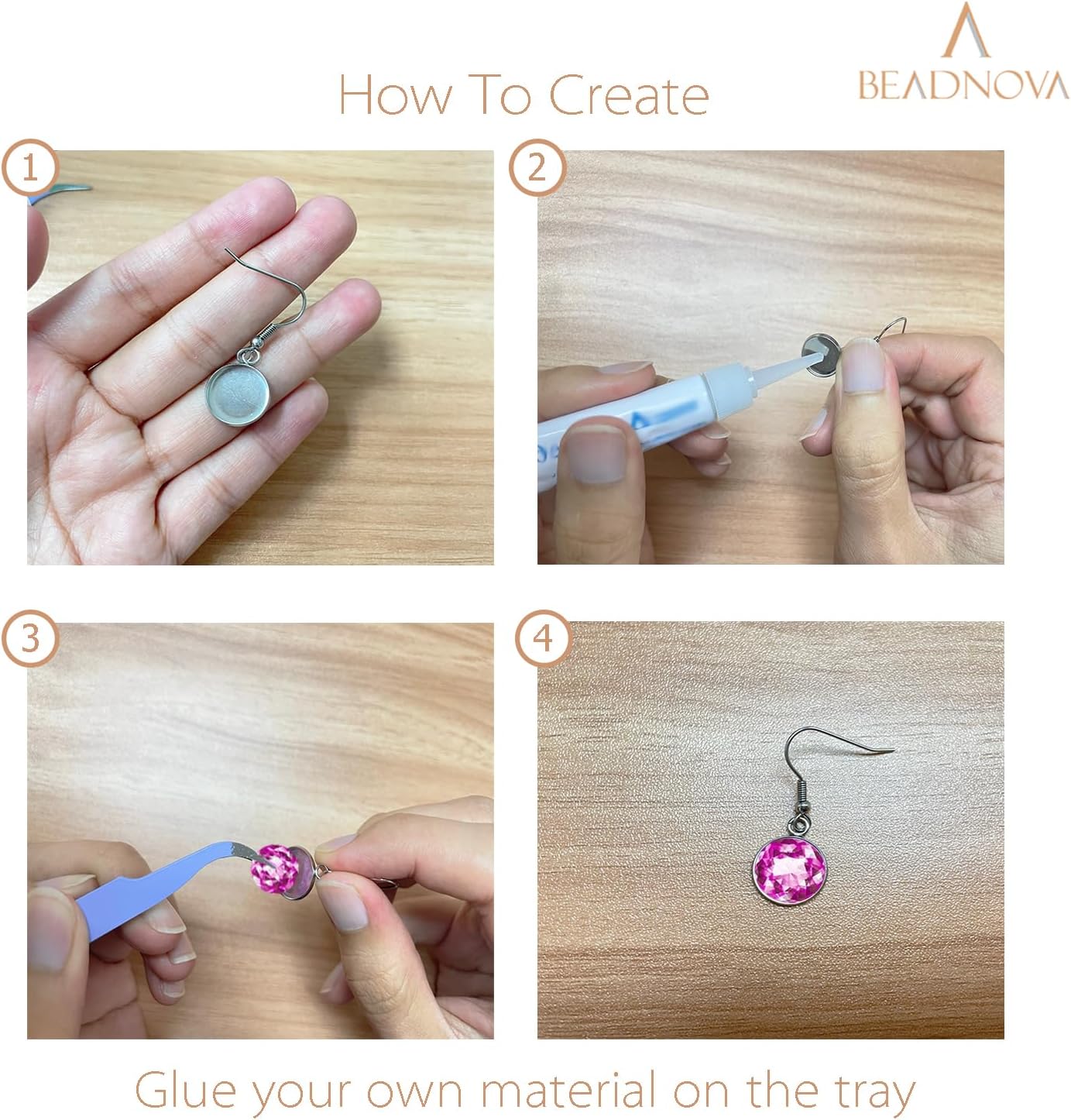 Earring Kit 30pcs Blank Ear Wire Hook 14mm Stainless Steel Cabochon Setting Earring Bezel with Rubber Backs for Cabochon Resin DIY Earwire Making 14mm, 30pcs