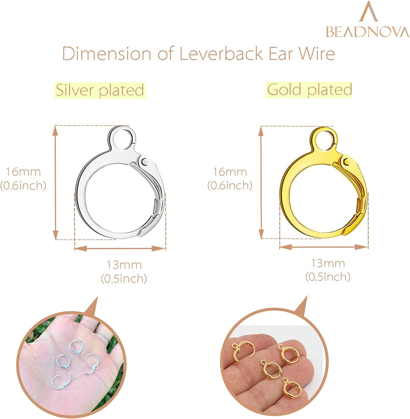 Leverback Earring Hooks 80pcs French Ear Wire Lever Back Earwire for Jewelry Making Crafting Gold and Silver