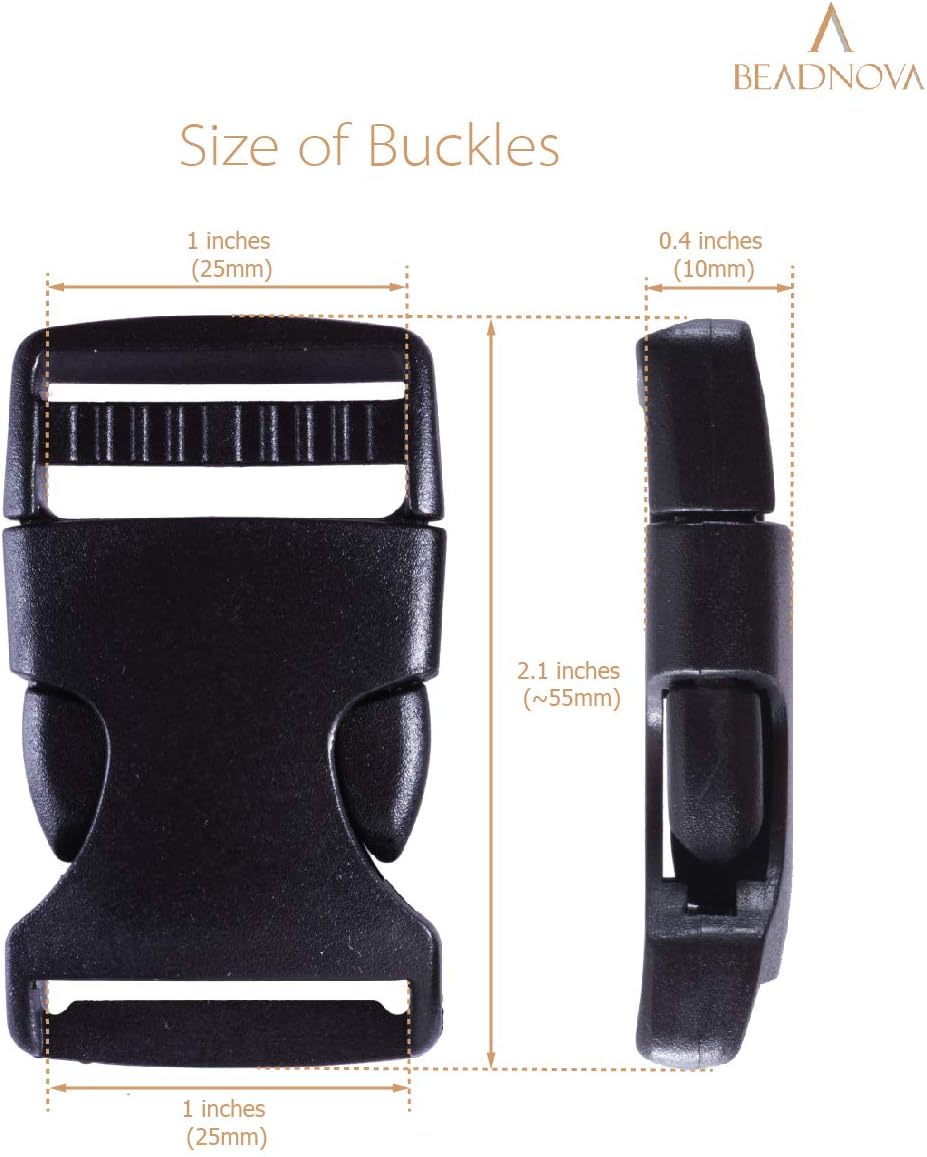 Side Release Buckle 1 Inch Plastic Buckles Clip Adjustable Release for Paracord Webbing Belt Black, 1 Inch, 30 Piece