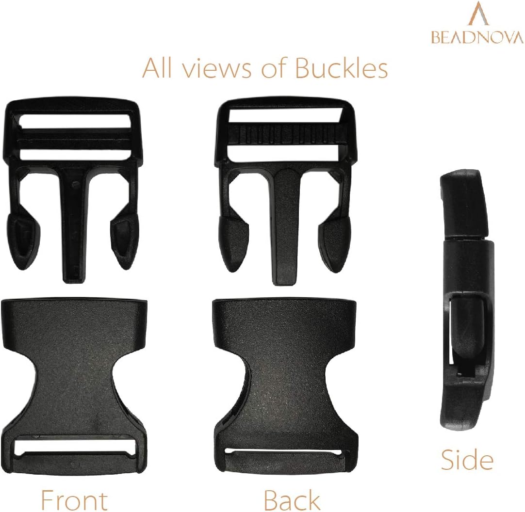 Side Release Buckle 1 Inch Plastic Buckles Clip Adjustable Release for Paracord Webbing Belt Black, 1 Inch, 30 Piece