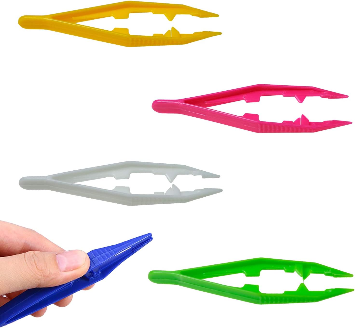 Bead Tweezers 25pcs Plastic Forceps Craft Tweezer for DIY Craft Jewelry Making Family School Beading Project Assorted Colors