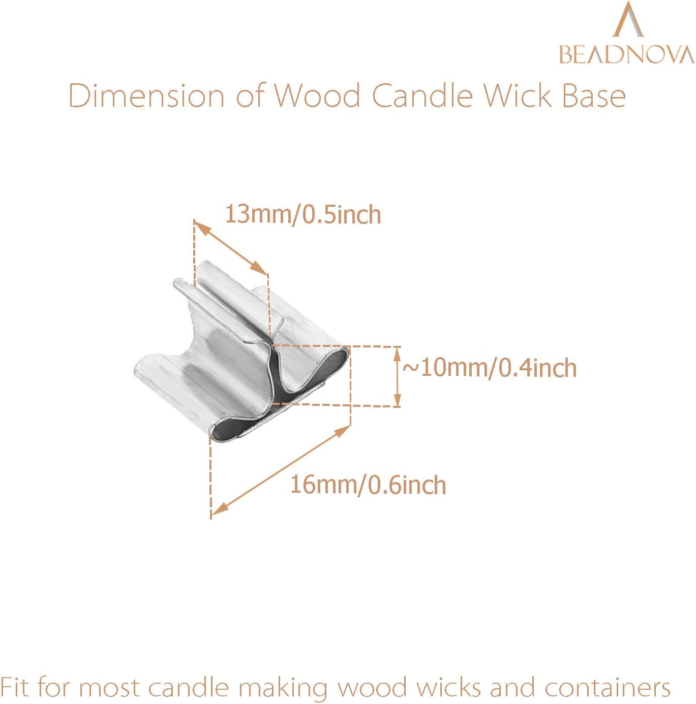 Wood Candle Wick Clips 50pcs Wood Wick Base Sustainer Tabs for Candle Making and DIY 16mm/ 0.6 inch