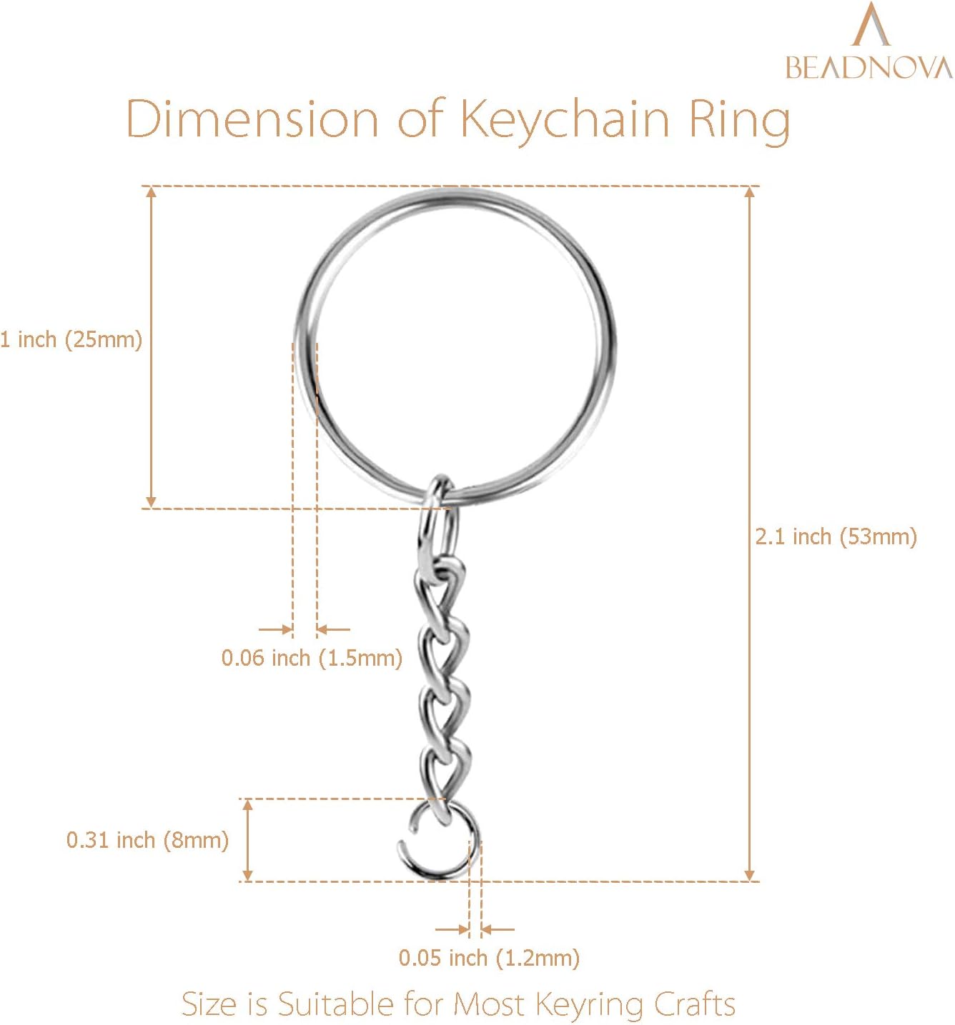 Split Keychain Ring Silver Keychain Rings for Crafts Metal Key Chain Kit for Jewelry Making Key Chains Accessories Craft DIY 25mm, 150pcs