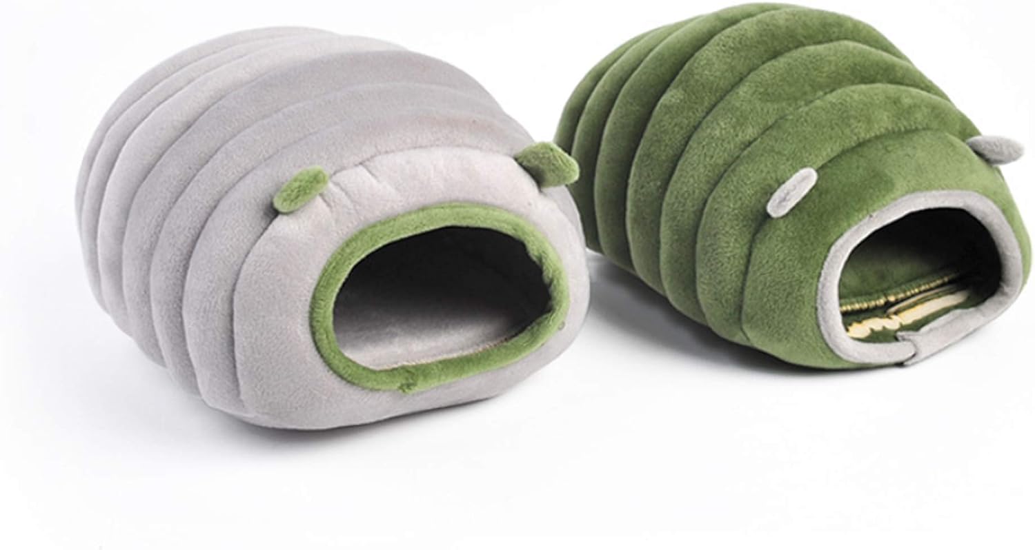 Guinea Pig Hideout Bed Rabbit House Cave Accessories Cozy Hide-Out for Bunny Hedgehog Ferret Chinchilla&Other Small Animals Grey, Caterpillar