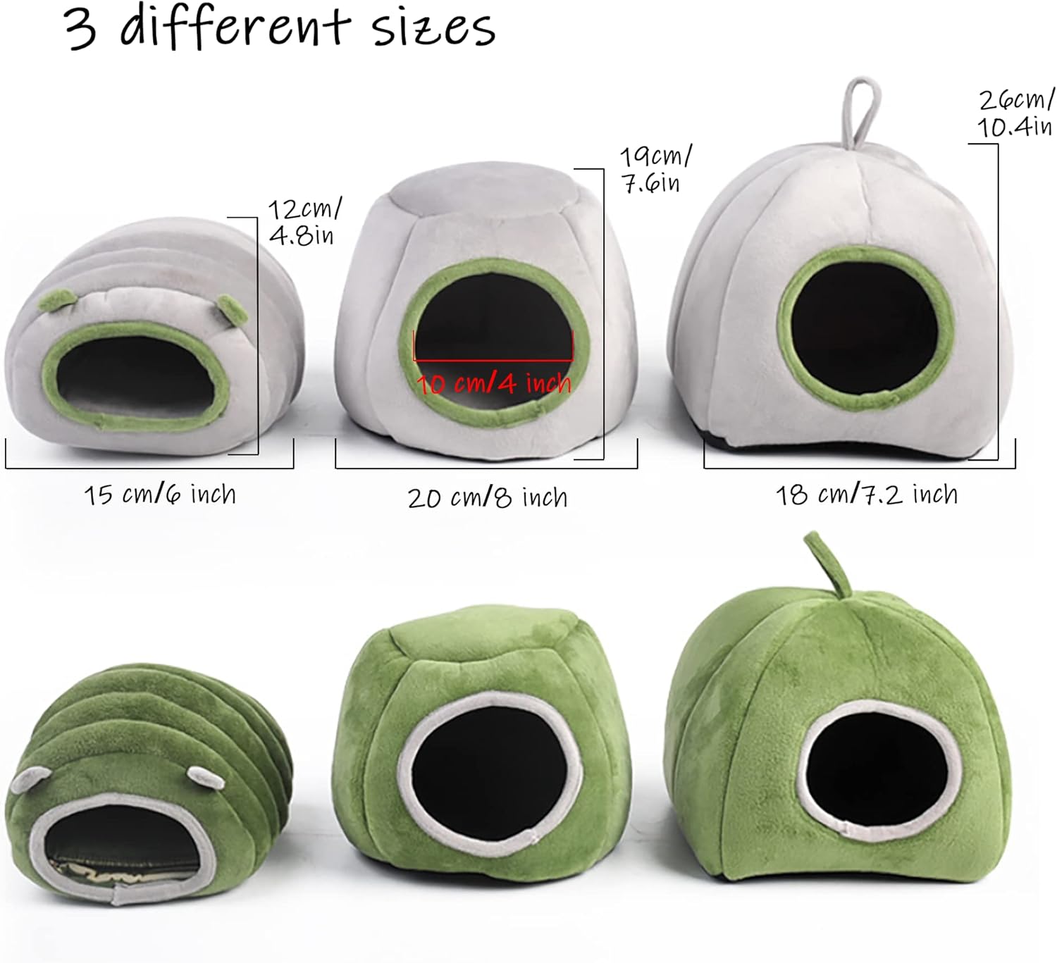Guinea Pig Hideout Bed Rabbit House Cave Accessories Cozy Hide-Out for Bunny Hedgehog Ferret Chinchilla&Other Small Animals Grey, Caterpillar