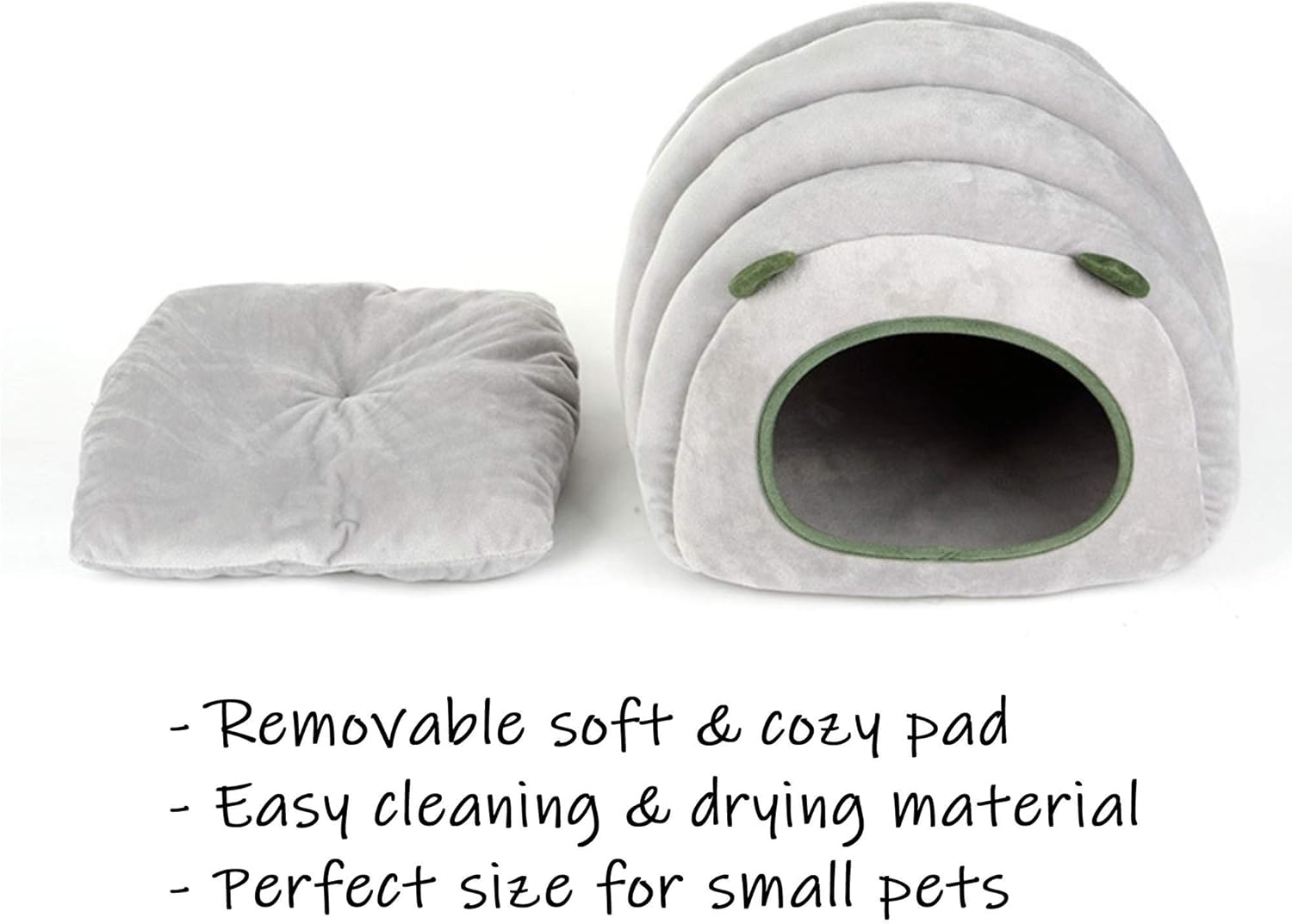 Guinea Pig Hideout Bed Rabbit House Cave Accessories Cozy Hide-Out for Bunny Hedgehog Ferret Chinchilla&Other Small Animals Grey, Caterpillar