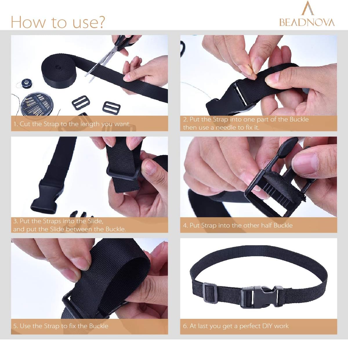 Plastic Buckle Kit Nylon Strap with Quick Release Buckle 12 Sets 1 Inch and Tri-Glide Slides with 11 Yards Nylon Strapping 1 Inch Black