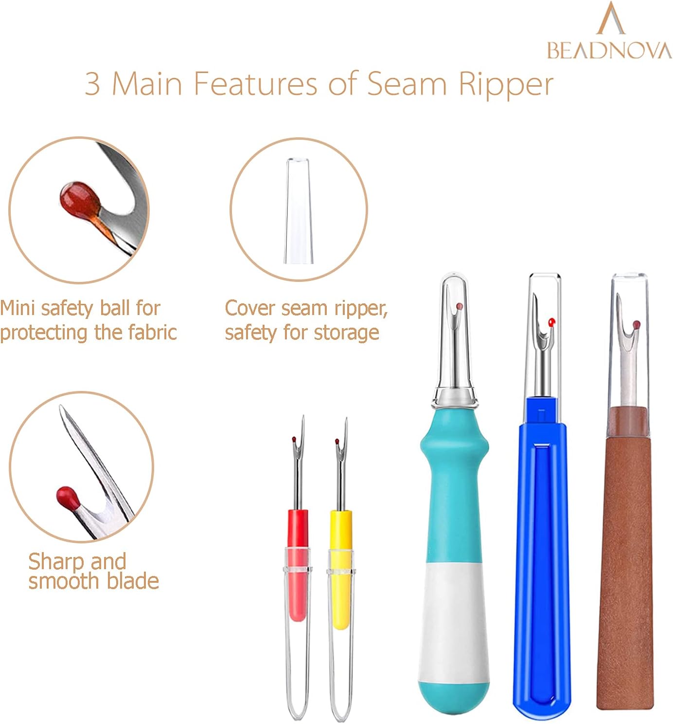 Seam Ripper 5pcs Plastic Thread Cutter Stitch Remover Large Thread Remover Stitch Eraser Tag Ripper for Clothes Crafting Embroidery 4 Styles