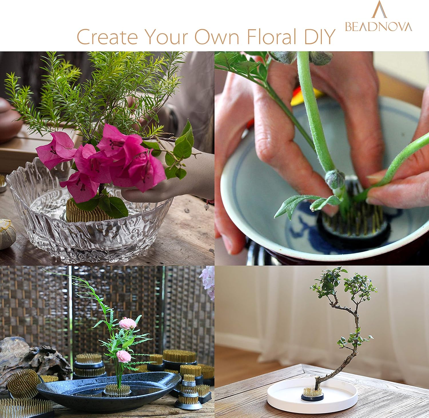 Flower Frog Ikebana Kenzan with Rubber Gasket Floral Frog for Arrangements Ikebana Vase 2.4 Inch/60mm, 1pcs