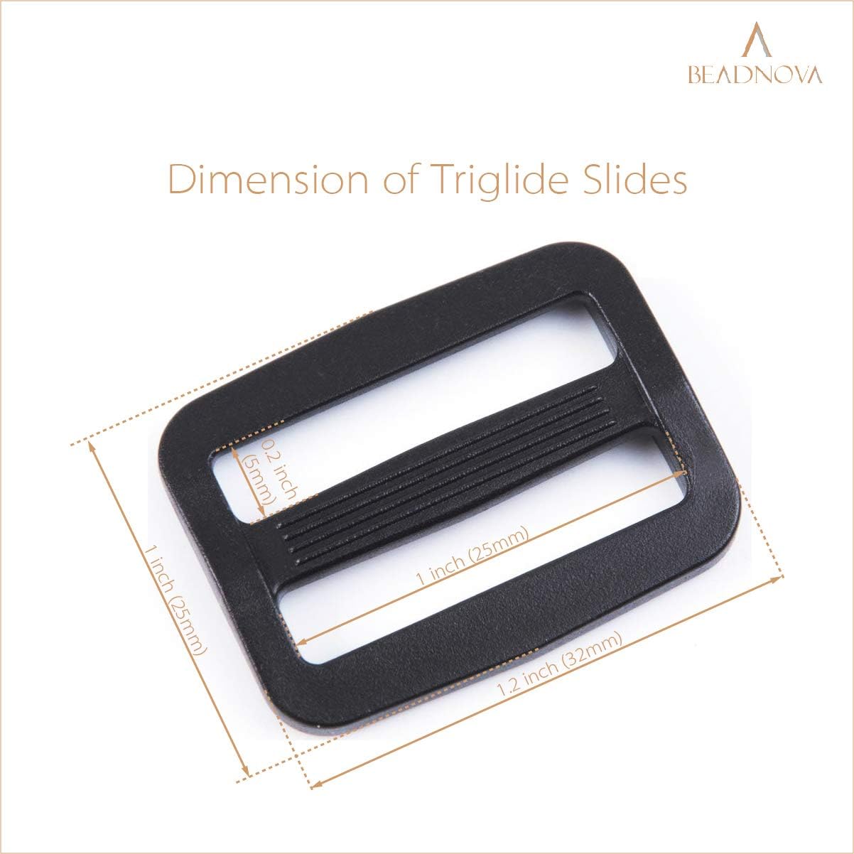 Triglide Slide Buckle 1 Inch Plastic Slide Buckle Webbing Slider for Belt Backpack Bag DIY 50 Piece, Black