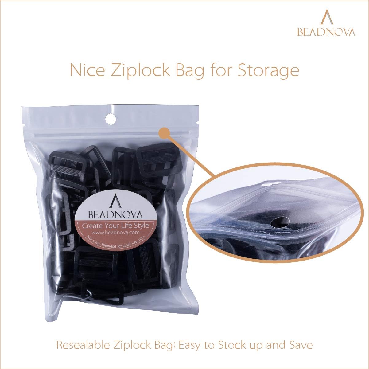 Triglide Slide Buckle 1 Inch Plastic Slide Buckle Webbing Slider for Belt Backpack Bag DIY 50 Piece, Black