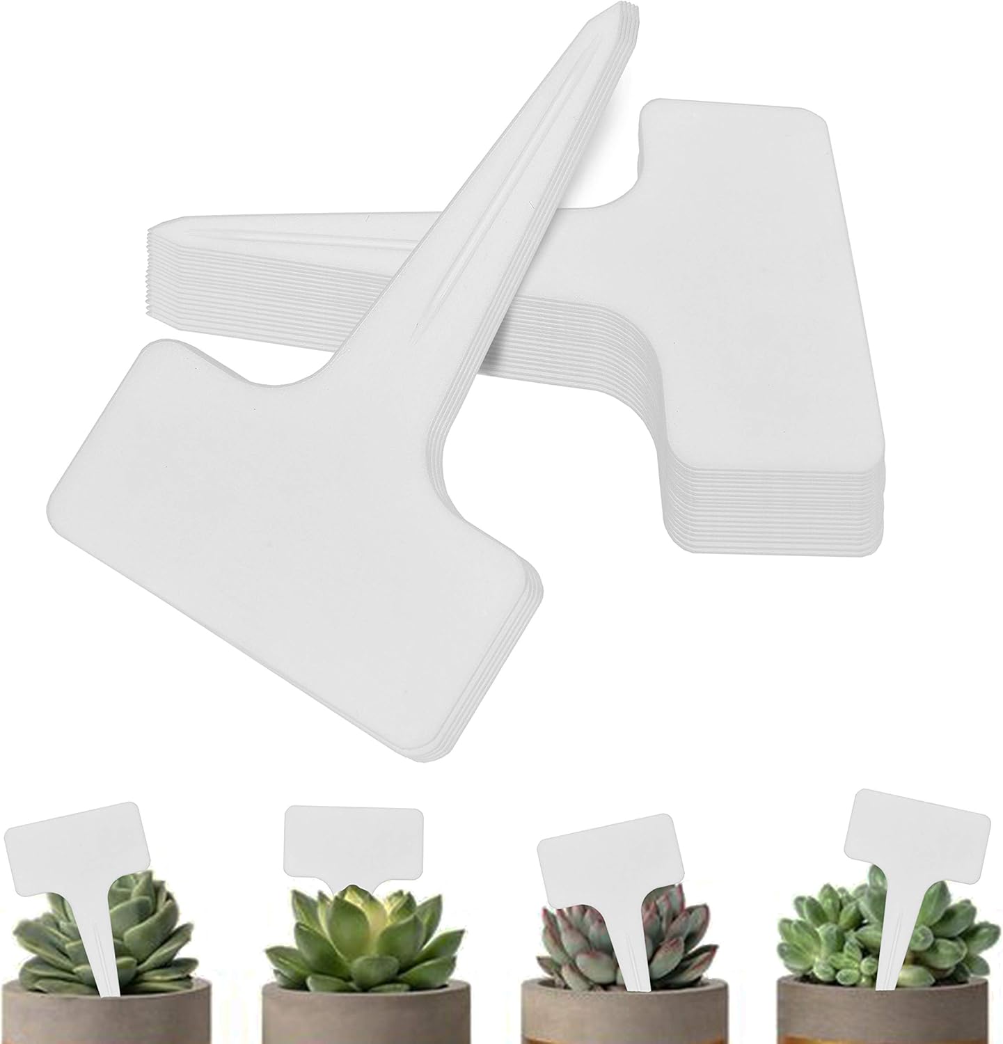 Plant Labels 70pcs Plant Tags T Type Markers Plastic Garden Signs Identification Stakes Garden Markers for Outdoor White
