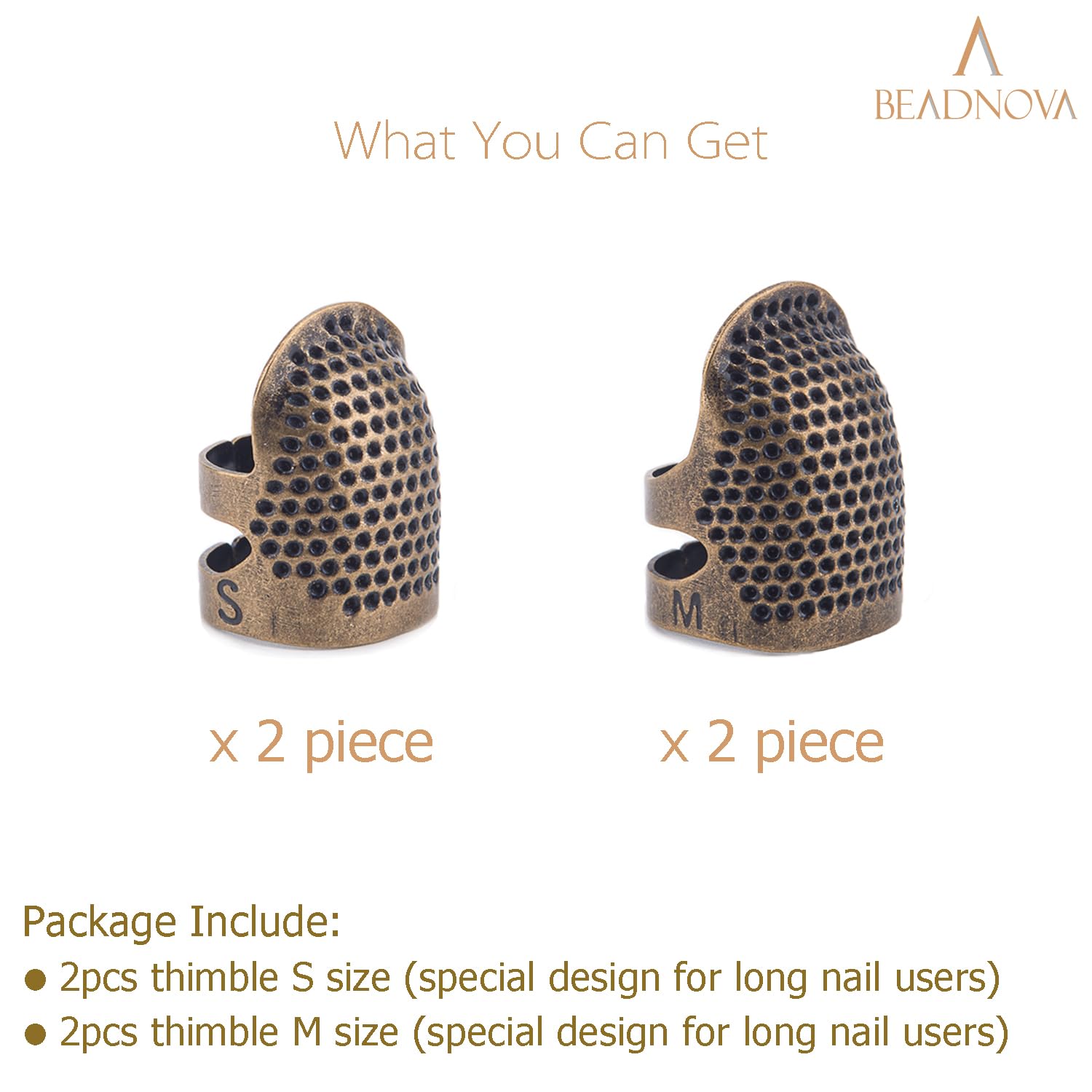 Thimbles for Hand Sewing Thimble Finger Protectors for Sewing Accessories and Tools Thimbles for Hand Quilting Knitting Hand Embroidery Sewing Finger Protector Sizes S and M, 4 Pcs