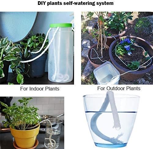 Self Watering Capillary Wick Cord 30 feet 1/6 inch+50 feet 1/4 inch Vacation Plant Sitter DIY Self-Watering Planter Pot Automatic Wicking Hydroponic System Potted Auto Seedling Waterer Rope