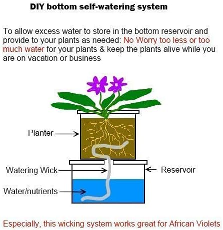 Self Watering Capillary Wick Cord 30 feet 1/6 inch+50 feet 1/4 inch Vacation Plant Sitter DIY Self-Watering Planter Pot Automatic Wicking Hydroponic System Potted Auto Seedling Waterer Rope