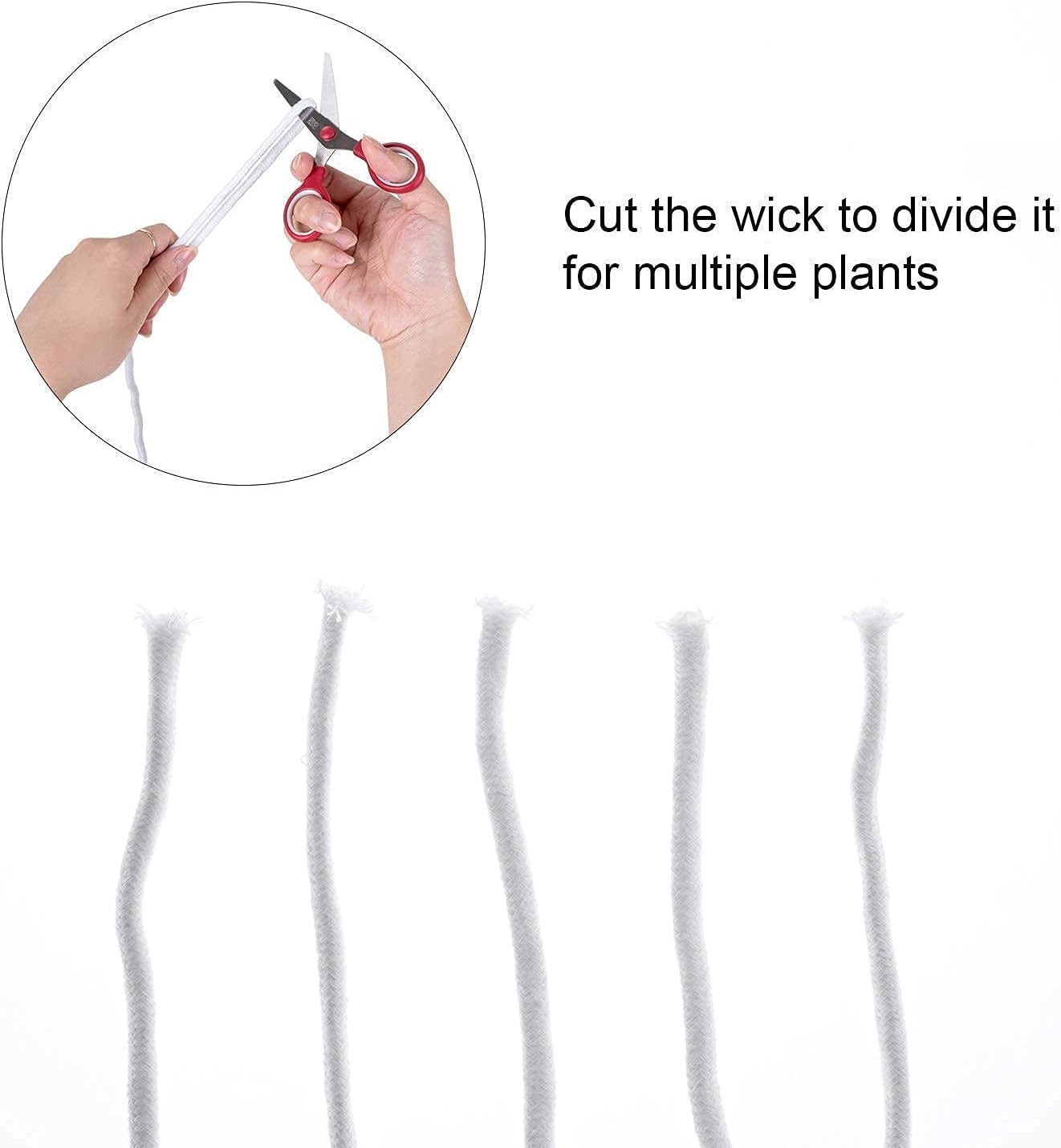 Self Watering Capillary Wick Cord 30 feet 1/6 inch+50 feet 1/4 inch Vacation Plant Sitter DIY Self-Watering Planter Pot Automatic Wicking Hydroponic System Potted Auto Seedling Waterer Rope