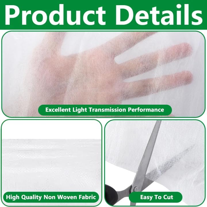 15 x 10 Ft Plant Sun Protection Cloth, Garden Plant Shade Cloth, Non-Woven White Light Refraction Sunshade Cloth for Protecting Plants Vegetable Rows from Direct Sunlight