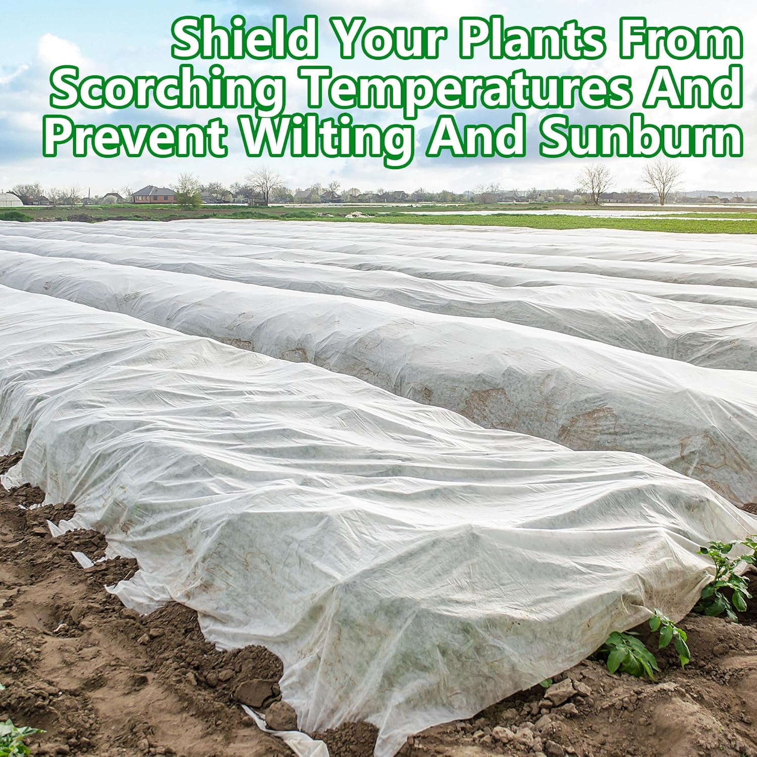 15 x 10 Ft Plant Sun Protection Cloth, Garden Plant Shade Cloth, Non-Woven White Light Refraction Sunshade Cloth for Protecting Plants Vegetable Rows from Direct Sunlight