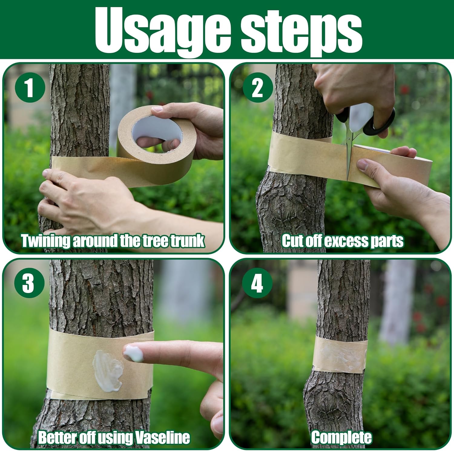 165 Ft x 2 Inch Tree Insect Barrier Tape, Cicada Tree Wrap Protection Tape, Adhesive Crawling Insect Tree Tape for Protecting Fruit Trees Plants Outdoor Lawn Garden