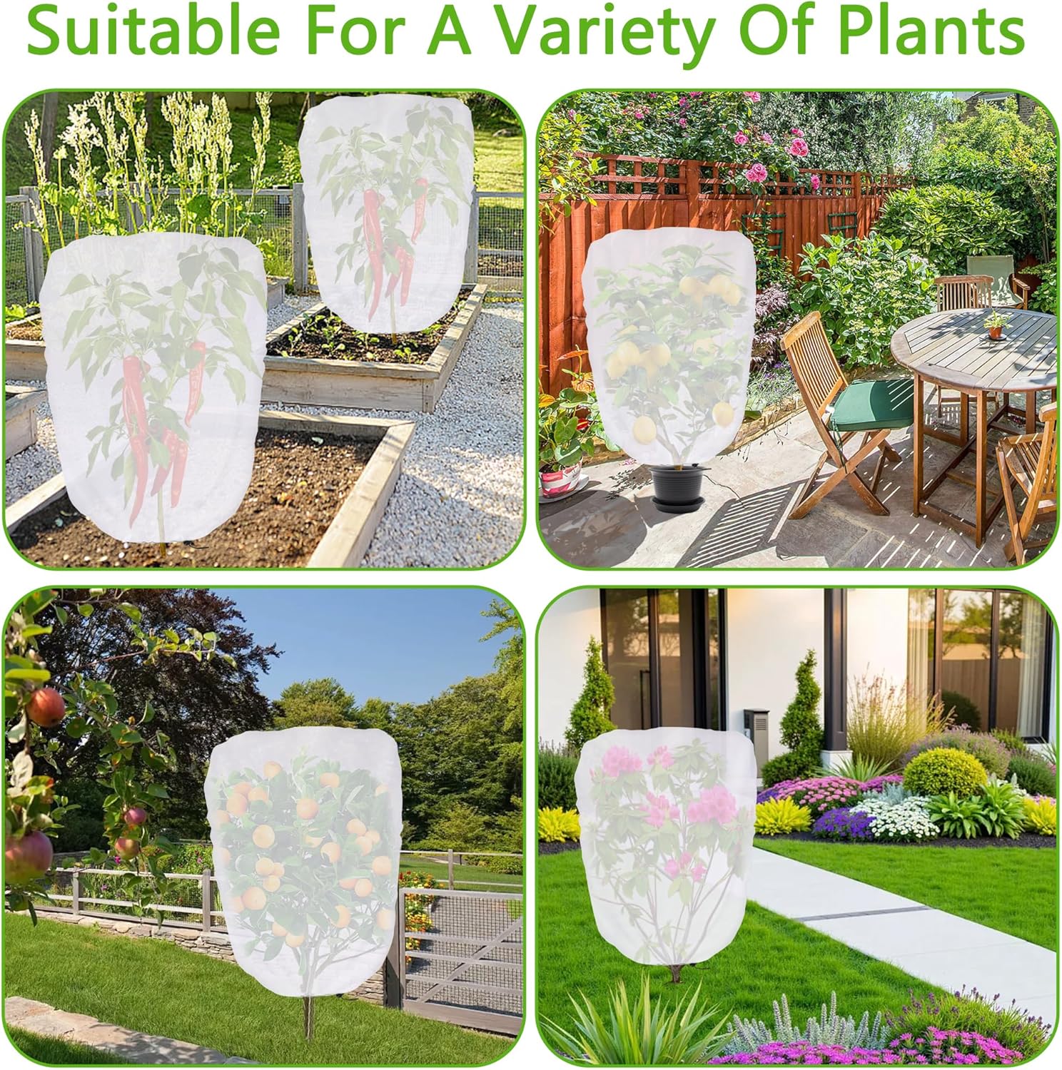 3.3 x 2.6Ft Garden Plant Shade Cover with Drawstring, Non-Woven Garden Shade Sun Protection Plants Cover, White Light Refraction Fruit Tree Sunshade Cloth for Protect Plant from Direct Sunlight