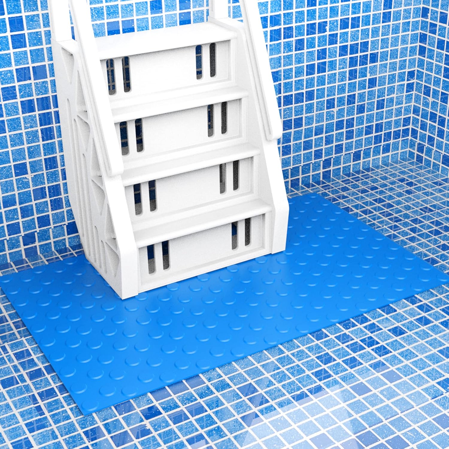 16" x 36" Pool Ladder Mat-Large Swimming Pool Step Mat with Non-Slip Texture-Protective Ladder Pad for Above Ground Pools Liner and Stairs Dots