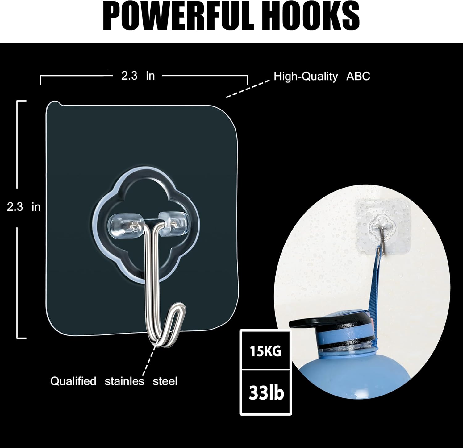 Adhesive Hooks, 32 Pack 33lb Max Sticky Hooks, Transparent Reusable Removable Adhesive Hooks for Hanging, Wall Hooks for Hanging Can be Use for Kitchen Bathroom Shower Outdoor Home Improvement