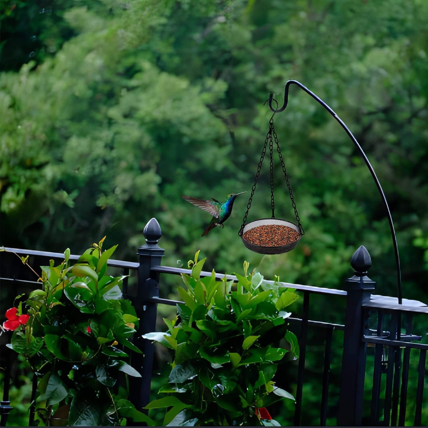 Hanging Bird Feeder, Birdfeeder Hanging for Garden Yard Outside Hanging Bird Feeder Tray - Metal Mesh Platform Feeders for Birds Outside Outdoors Hanging for Attracting Birds - Original