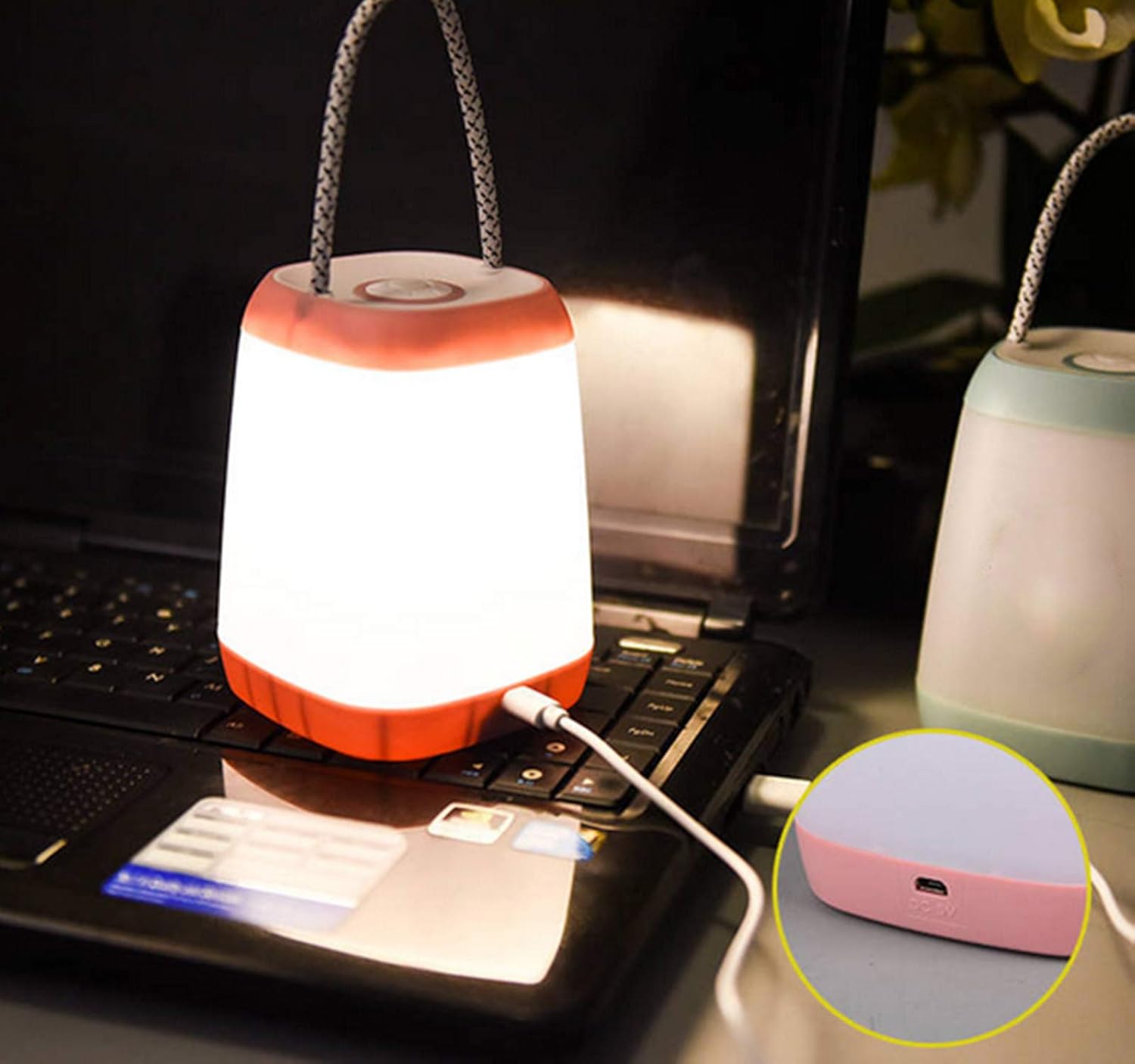 Night Light for Kids, USB Rechargeable Nursery Lamp Portable Camping Lantern with 3 Light Modes for Camping,Emergency,Bedroom,Indoor and Outdoor Pink, 1 Pack