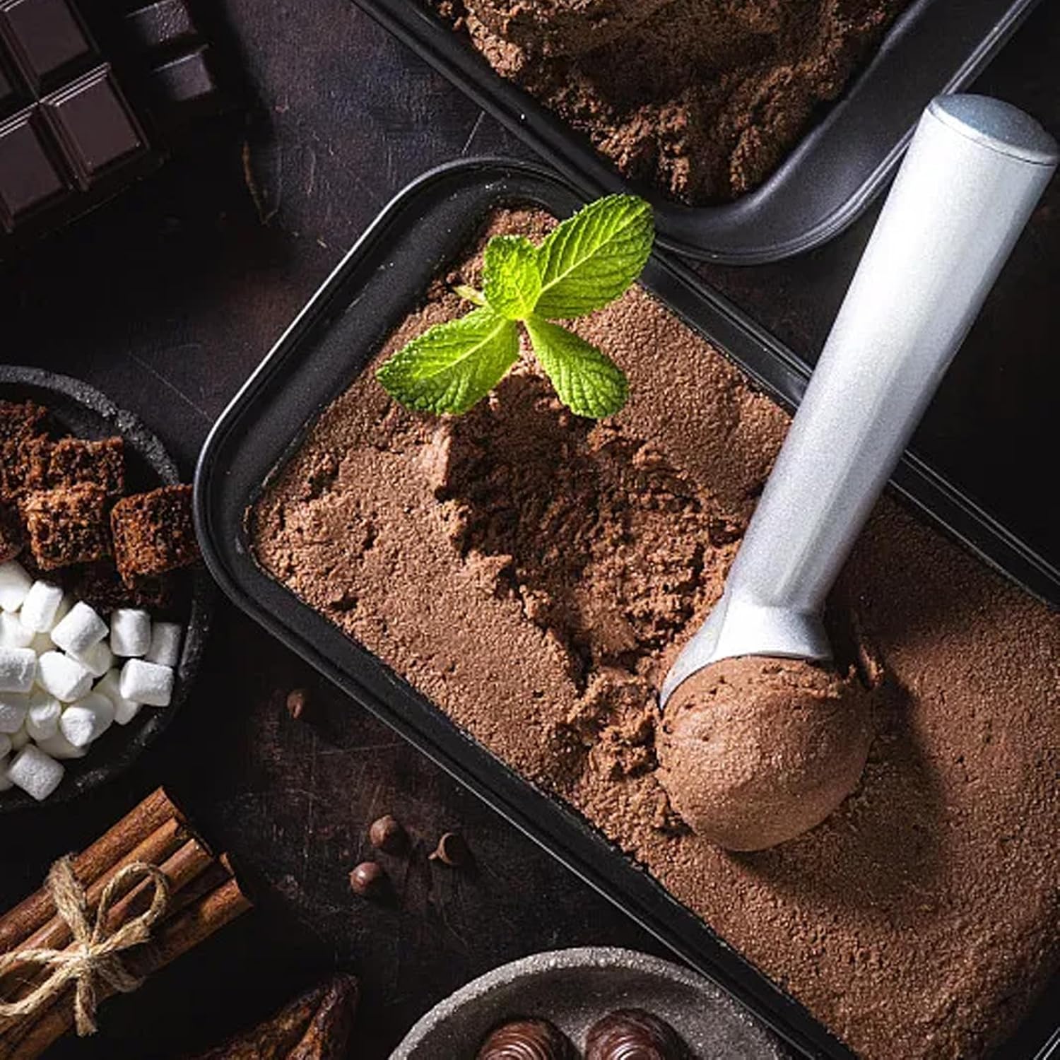 Ice Cream Scoop,7 inches Nonstick Anti-Freeze One Piece Aluminum Scooper Spoon, Heavy Duty Durable Design, Easy Clean, for Gelato, Cookie Dough, Sorbet, Almond Silver