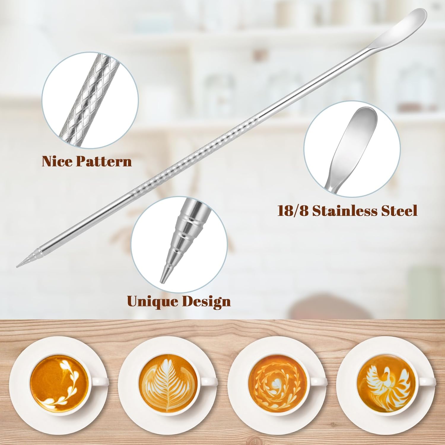 Milk Frothing Pitcher, 12oz Milk Frother Cup with Clear Scale, 304 Stainless Steel Cappuccino Espresso Machine Accessories for Barista Coffee Bar with Latte Art Pen, Silver