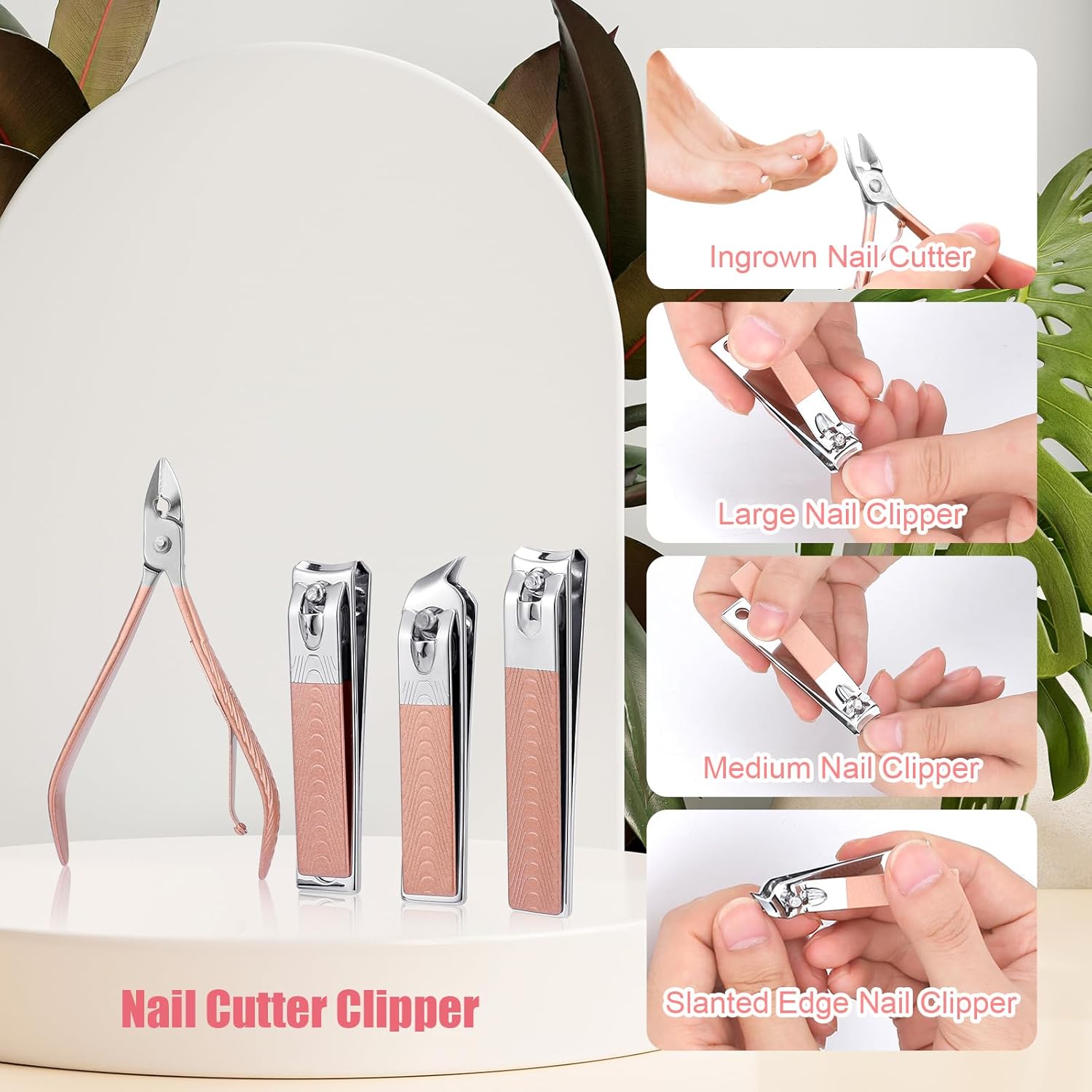Manicure Set-Stainless Steel Nail Care Set-12 in 1 Professional Ingrown Toenail Clipper Grooming Tool-Pedicure Kit & Toe Nail Cutter-Men Gifts for Grandpa Dad Husband on Fathers Day Rose Gold
