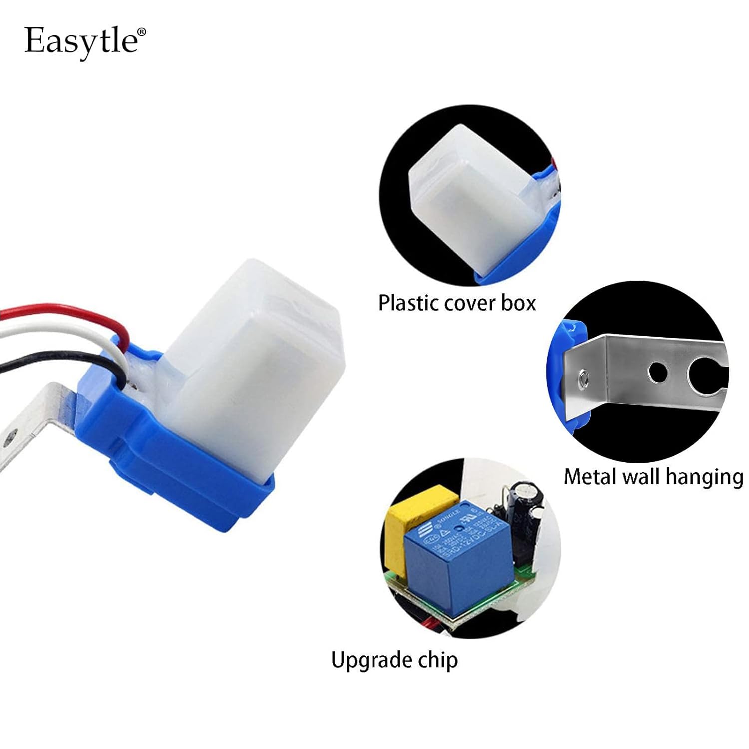 2 Pack AC DC 12V 10A Auto On/Off Photocell Light Switch Photocell Photo Switch Photoelectric Control Light Sensor Switch Dusk to Dawn Photocell Sensor for Outdoor Lighting Fixtures